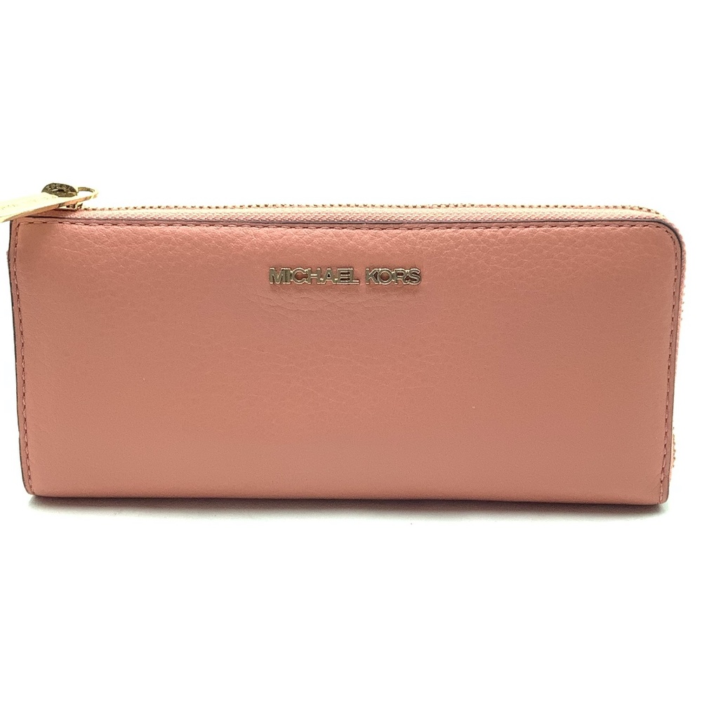 Michael Kors Women's Jet Set Wallet Peach Leather Quarter-Zip